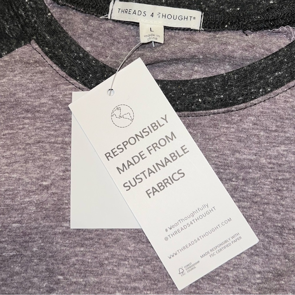 NWT Threads 4 Thought Heather Mauve Gray Long Sleeve Preppy Casual Tee Size L - Picture 4 of 5